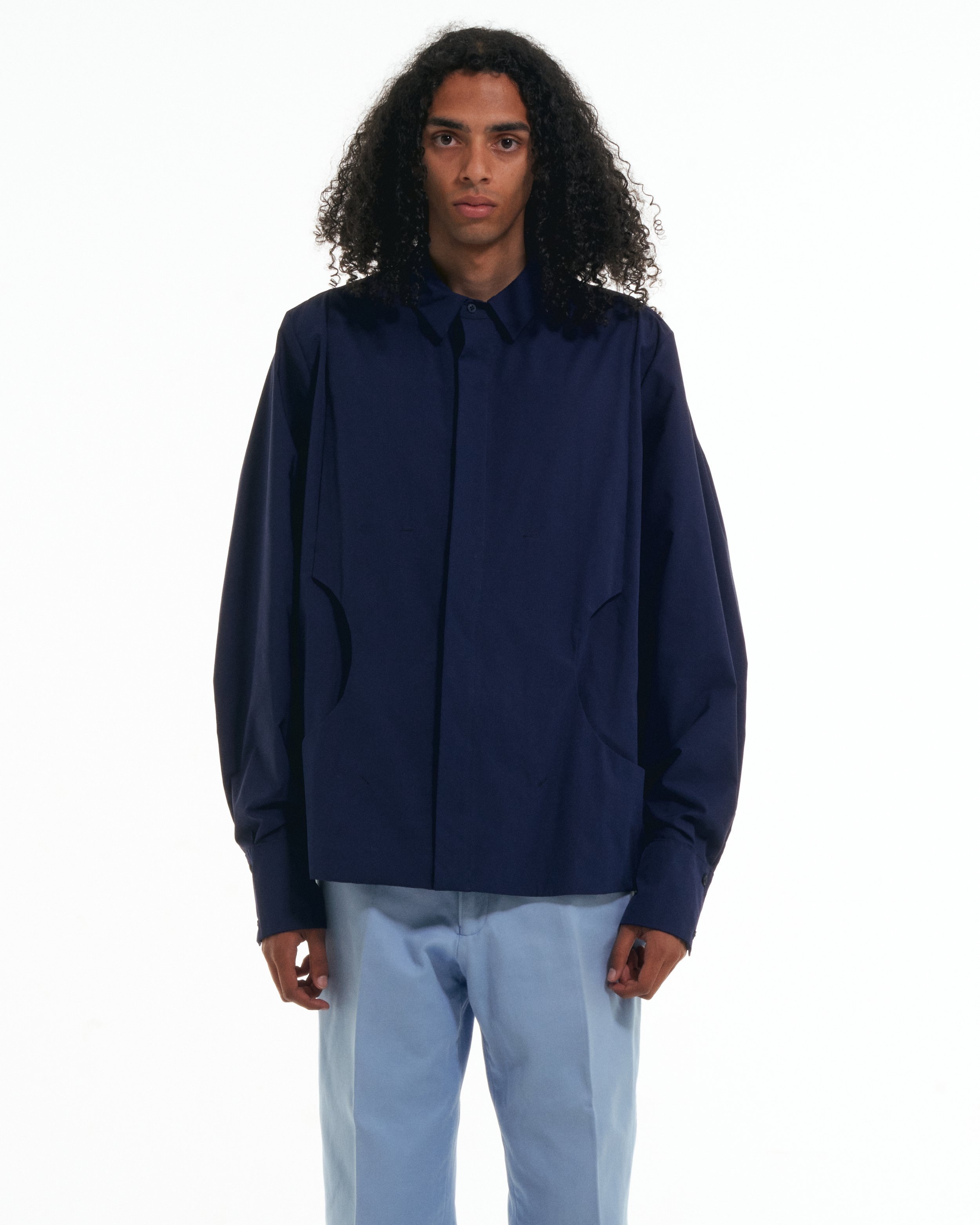 Navy Curved Shirt