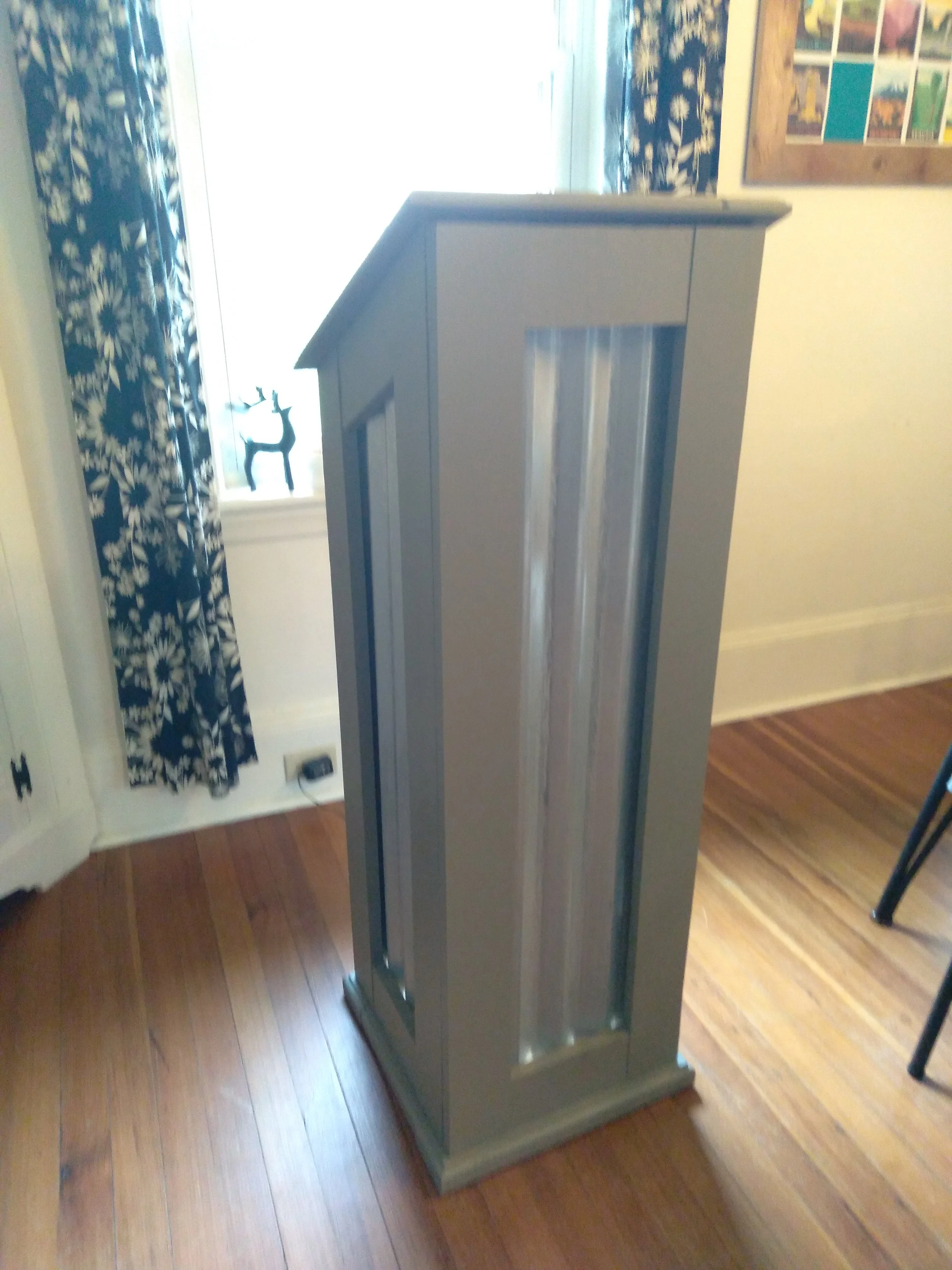 Custom wood and corrugated metal podium for wedding ceremonies and event speakers by Berkshire Event Lighting.