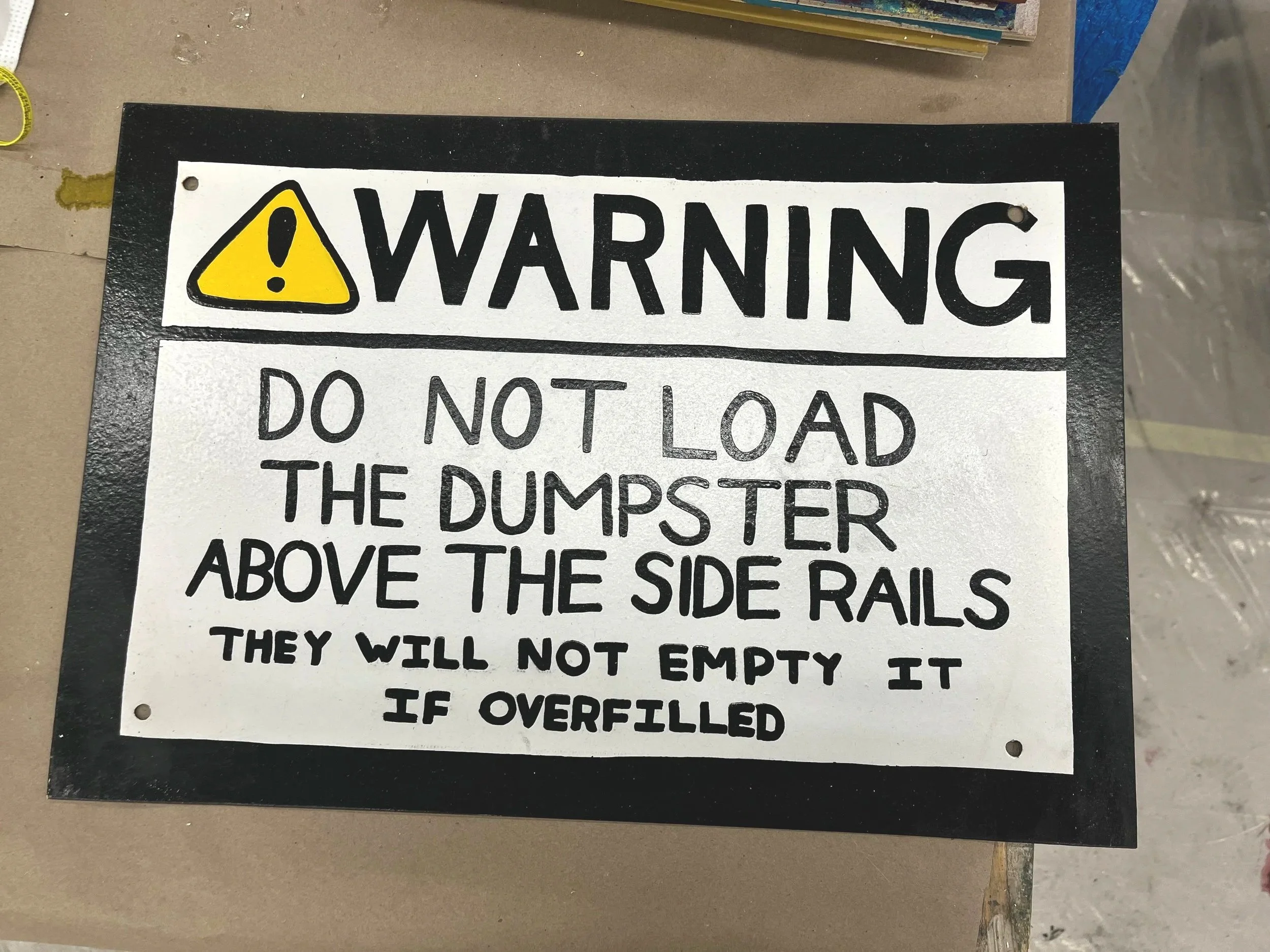 Dumpster Sign for UNCSA's Scene Shop Dumpster (2023)