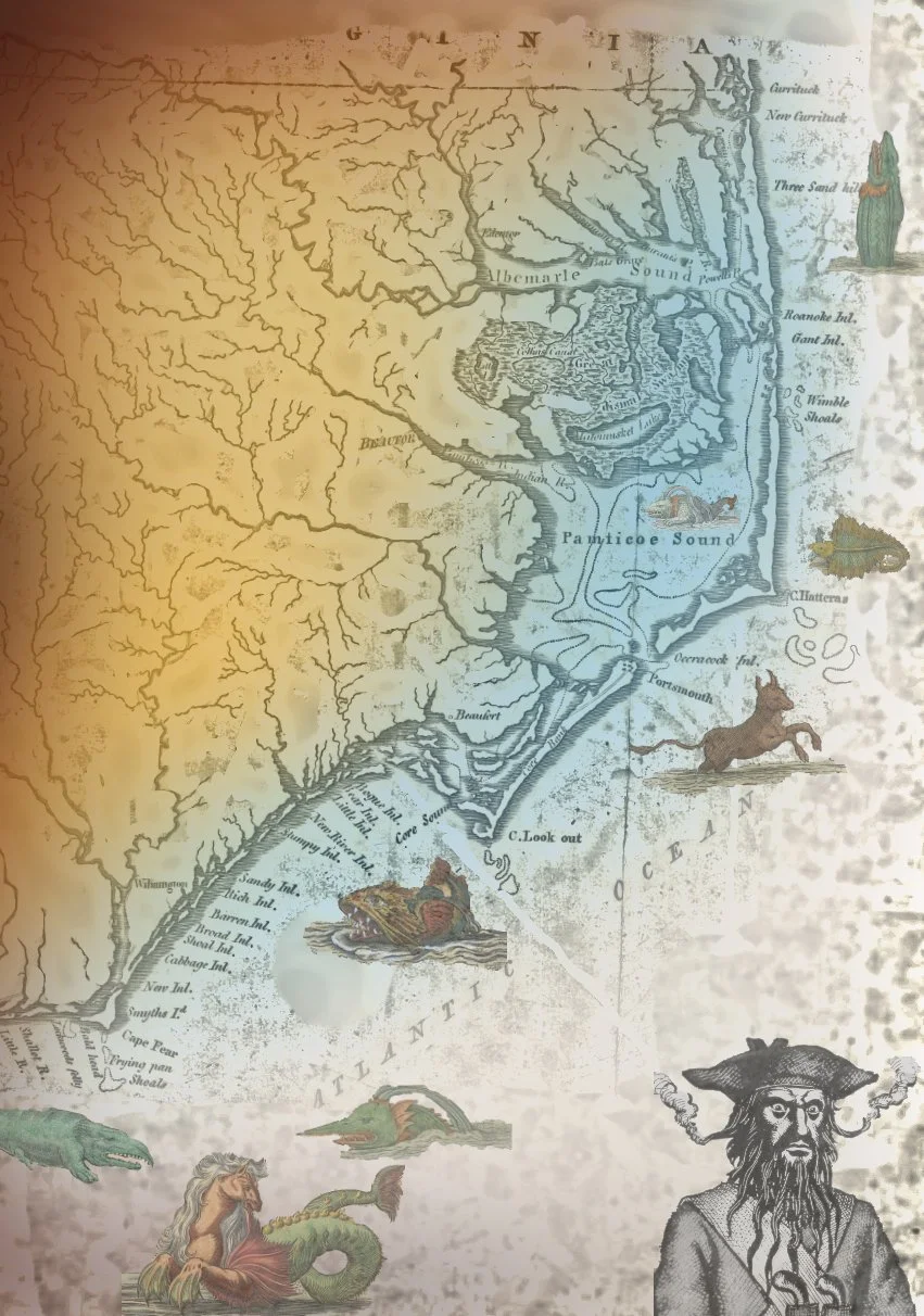 Altered Historical Map of NC Waterways for Proposed Mural (2025)