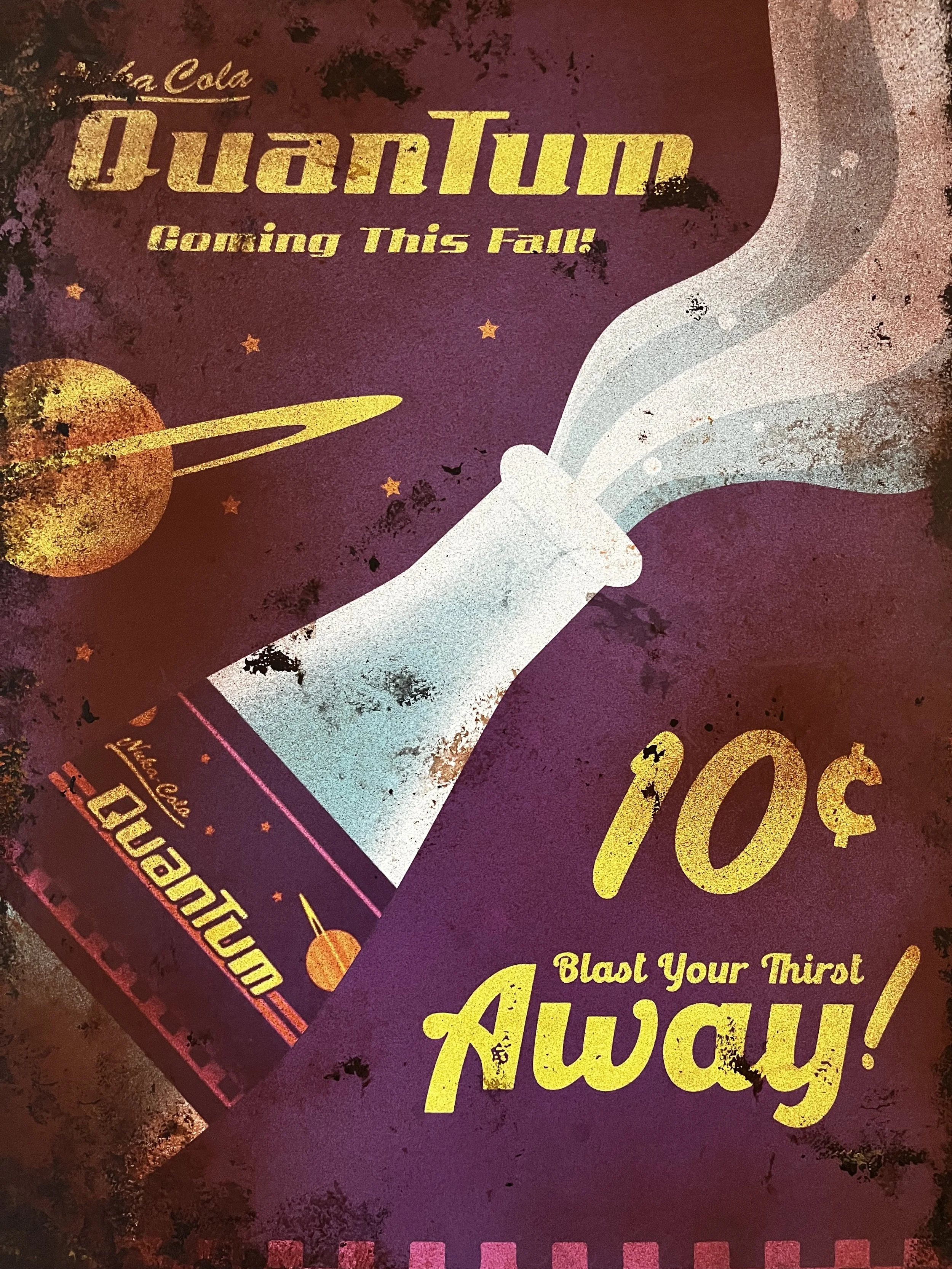11" x 18" Aged Nuka Cola Quantum Sign (2024)