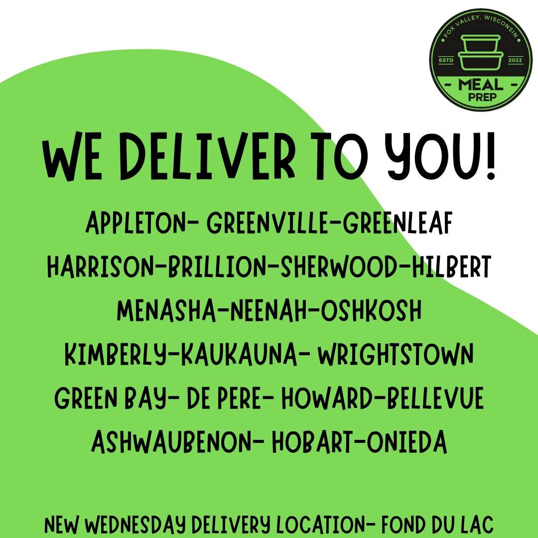Fresh meals delivered right to your door! 
NEW to our Wednesday delivery route is Fond Du Lac 🎉 
.
Don't see your city yet? Reach out to us!