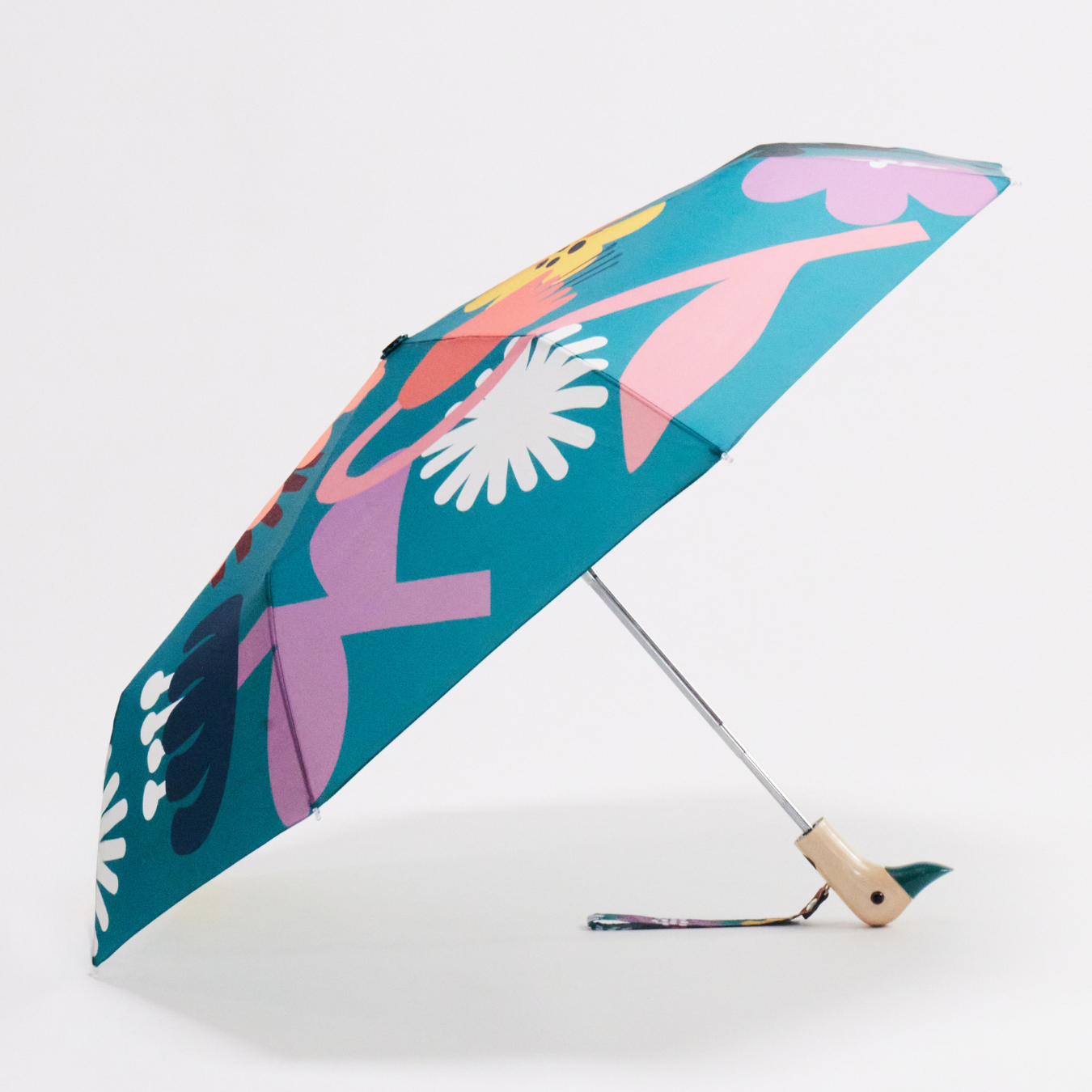 Bloom Teal Duck Handle Umbrella