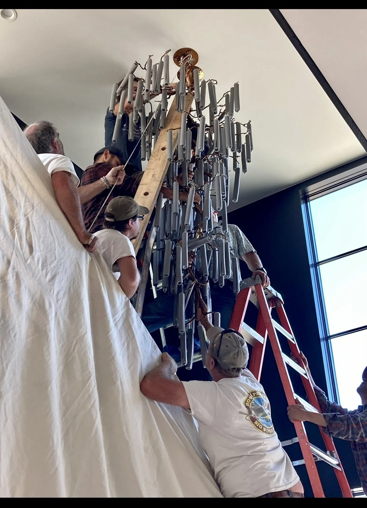 Took six guys to carry and install this gorgeous custom chandelier from portugal. 