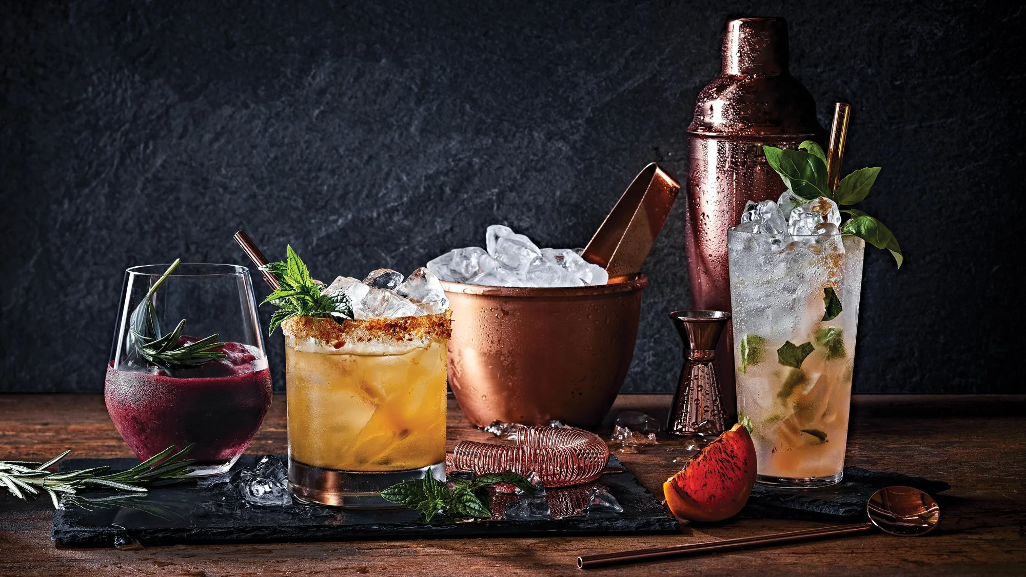 CleanEating_CE100Winter2021_ThreeWaysWith_CherryRosemaryVodkaIce_ClementineTurmericMargarita_BurntGrapefruitGinSmash-web.jpg