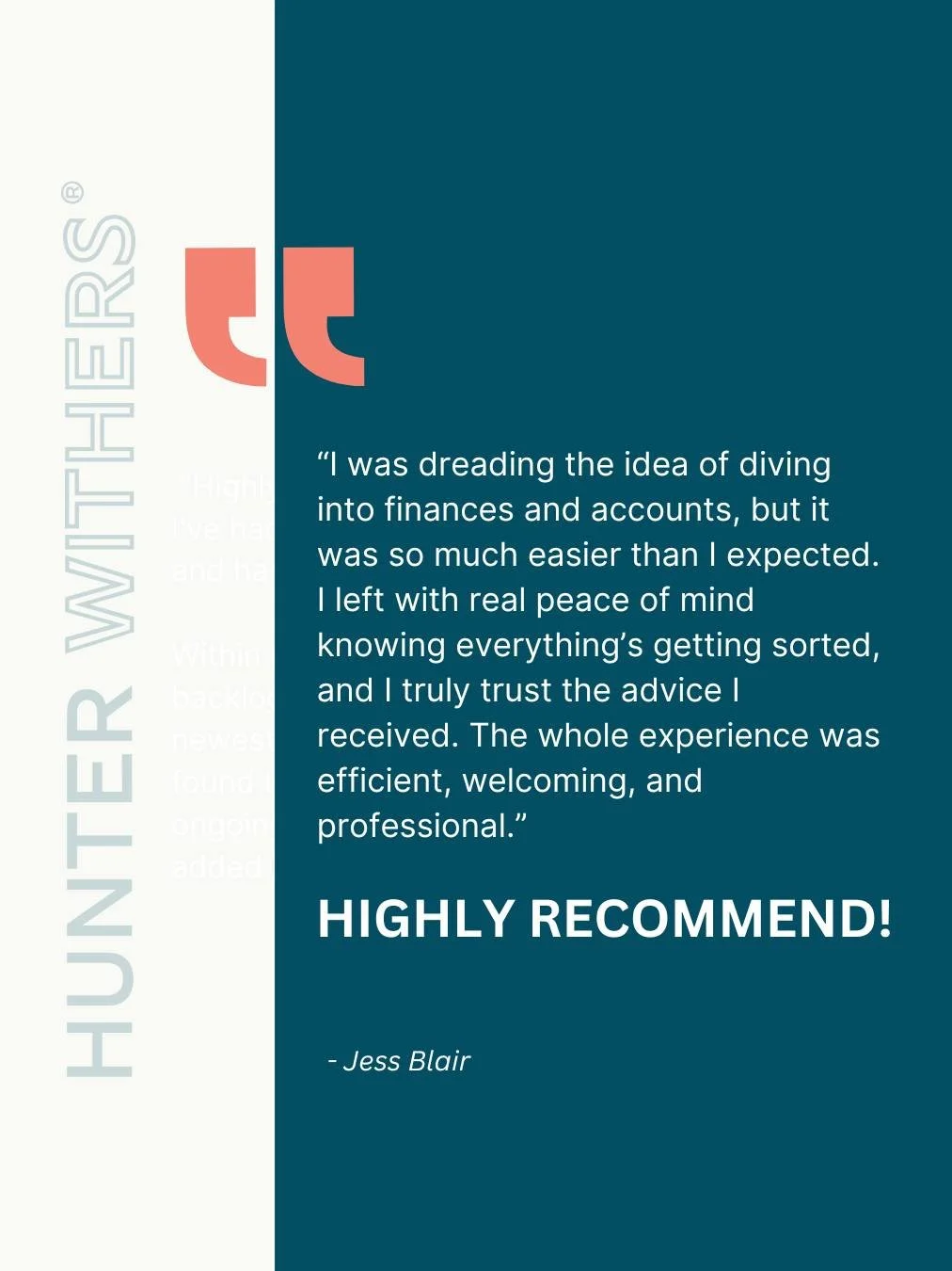 Talking about finances and accounts isn&rsquo;t always something people look forward to. That&rsquo;s why feedback like this means so much.
We aim to make things easy, offer trustworthy advice, and create a genuinely welcoming space every day.

Thank