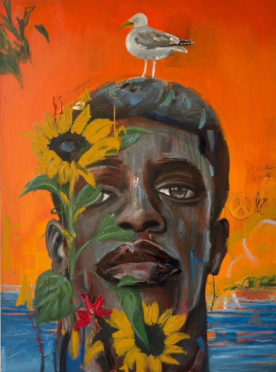 “The Black Sea” 30x40in Oil, Oil Pastel and Acrylic on Canvas 