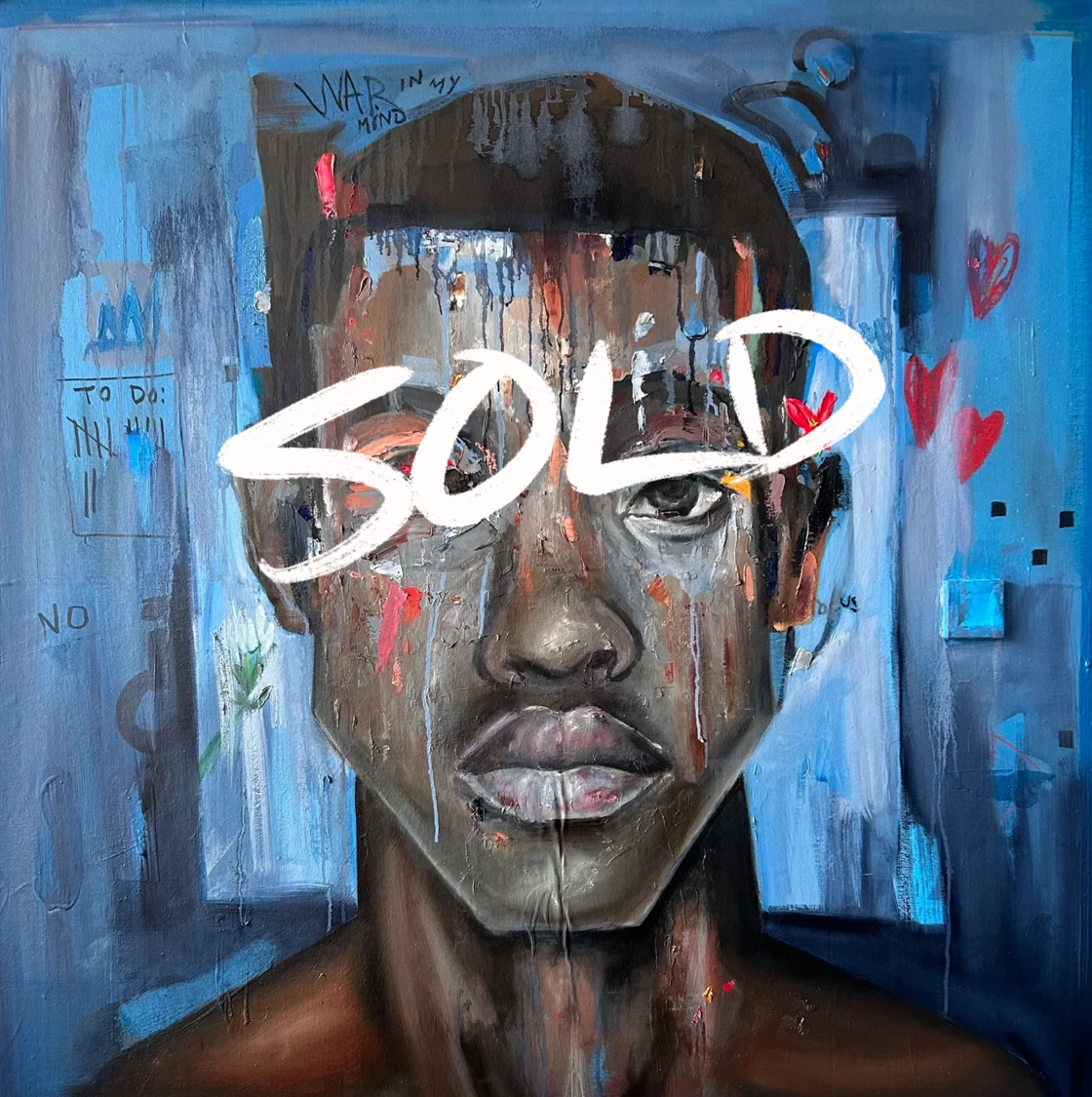 “Refocus” 36x36in Oil, Oil Pastel on Canvas