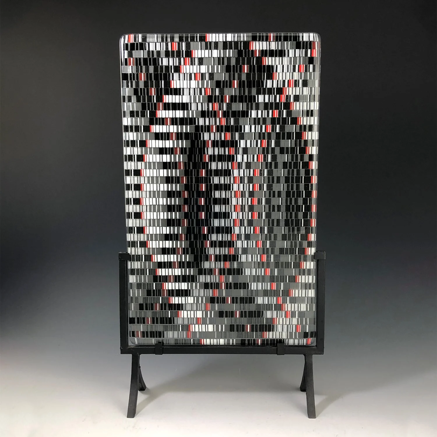 A black and white fused-glass panel piece by Fyreglas Studio