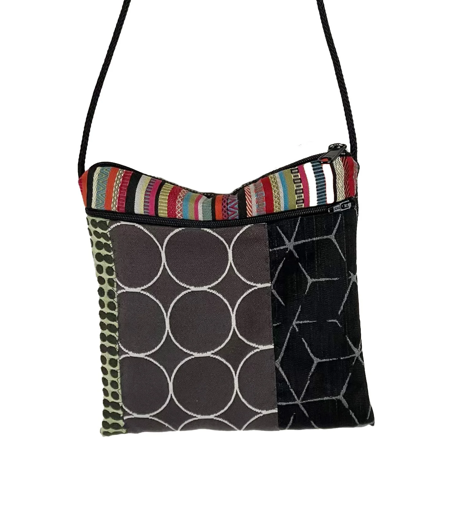 A multi-colored quilted handbag by Nita Forde