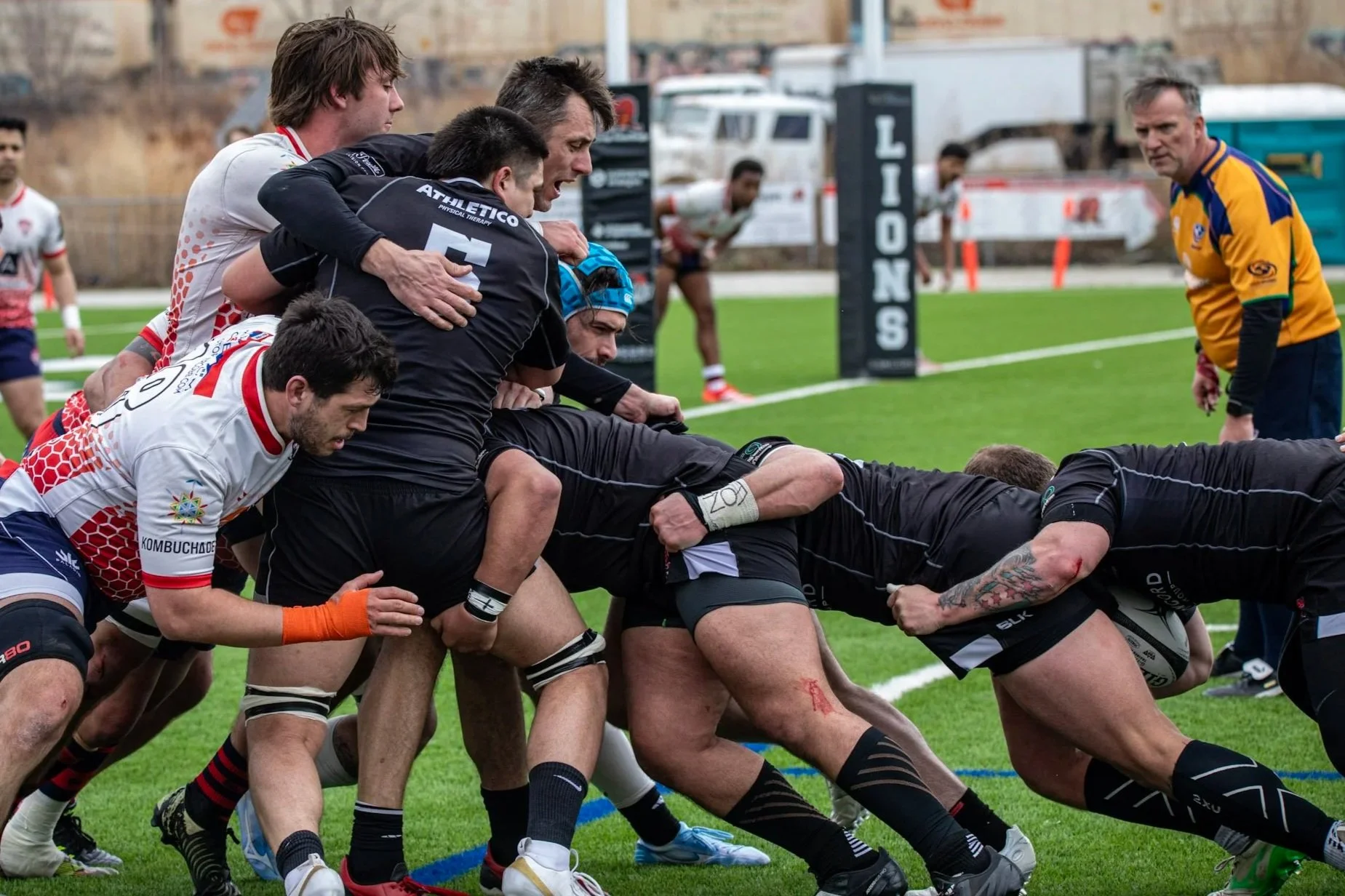 Chicago Lions Men's rugby team playing a match