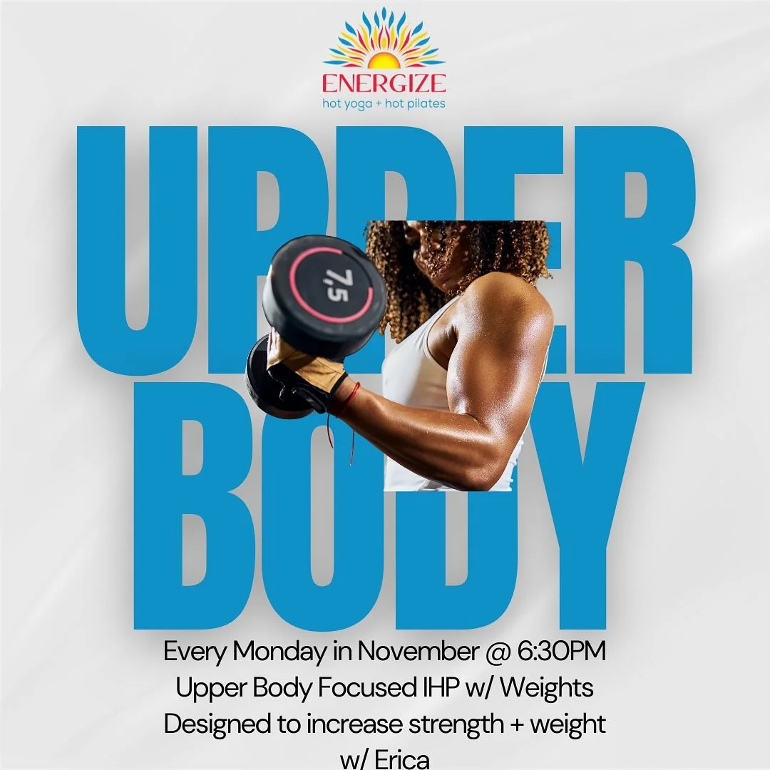 Monday 6:30pm in November is upper body focused with Erica! You have FOUR chances to lock in on the upper body workout and increase your weight and strength! 🏋️&zwj;♂️ These classes are popular, so make sure to sign up ahead of time! We&rsquo;ll see