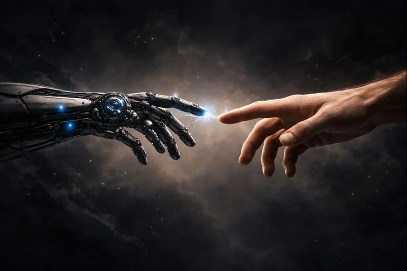 The Handshake: Machinery, Man, and Artificial Intelligence