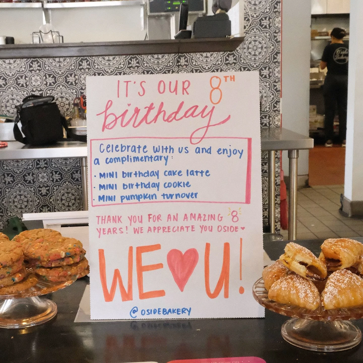 It&rsquo;s our 8th birthday🎂🎈
Come celebrate with us &amp; enjoy a complimentary bday cookie, pumpkin turnover or bday cake latte🤭

We hope to see you💌