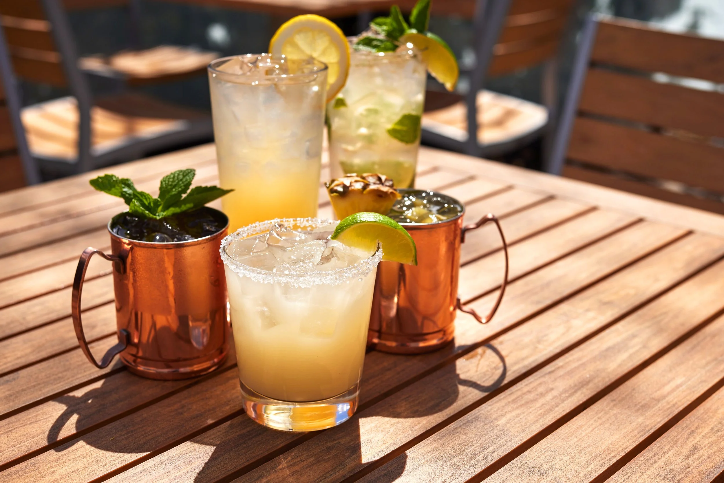 Summer cocktails on sunny patio