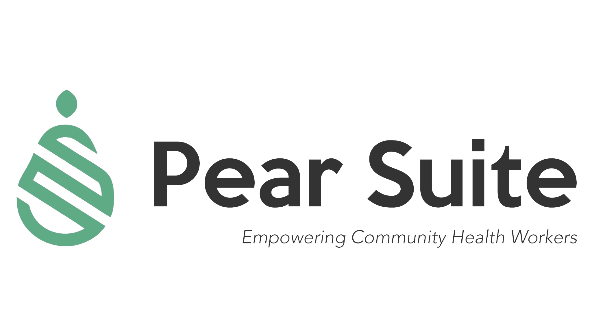 Logo of Pear Suite with a green stylized pear and the text "Pear Suite" and tagline "Empowering Community Health Workers."