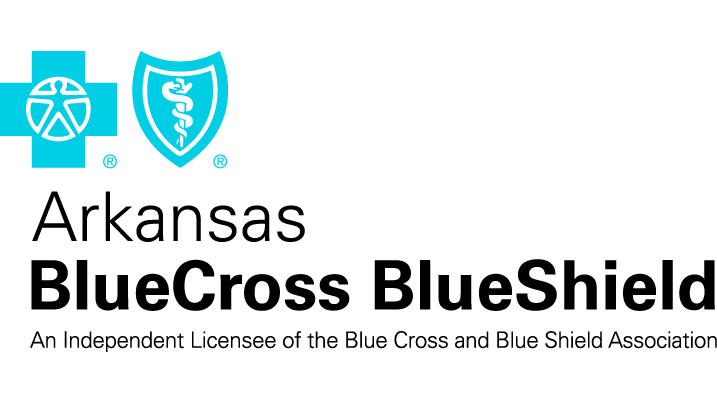 Arkansas BlueCross BlueShield logo with a medical cross and shield symbols