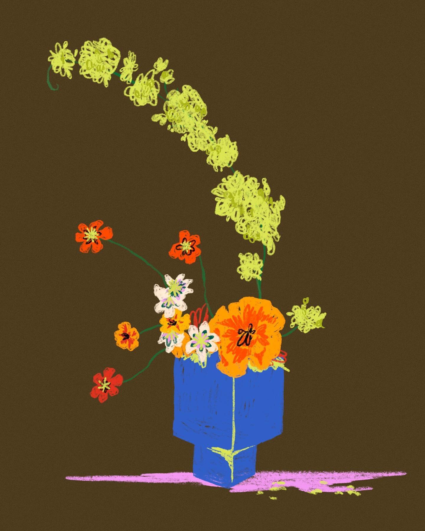 Flower still life for #april3draw ✏️🌸 I love love @hattiemolloy &lsquo;s beautiful arrangements and had to draw one 

#stilllife #procreate #sketch #editorial #illustrator #freelance #floraldesign