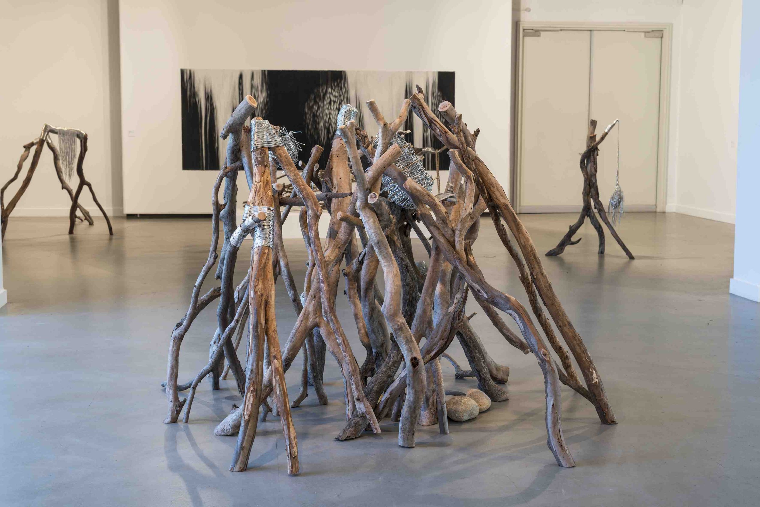 Floodplain. River red gum, aluminium wire. Dimensions variable.