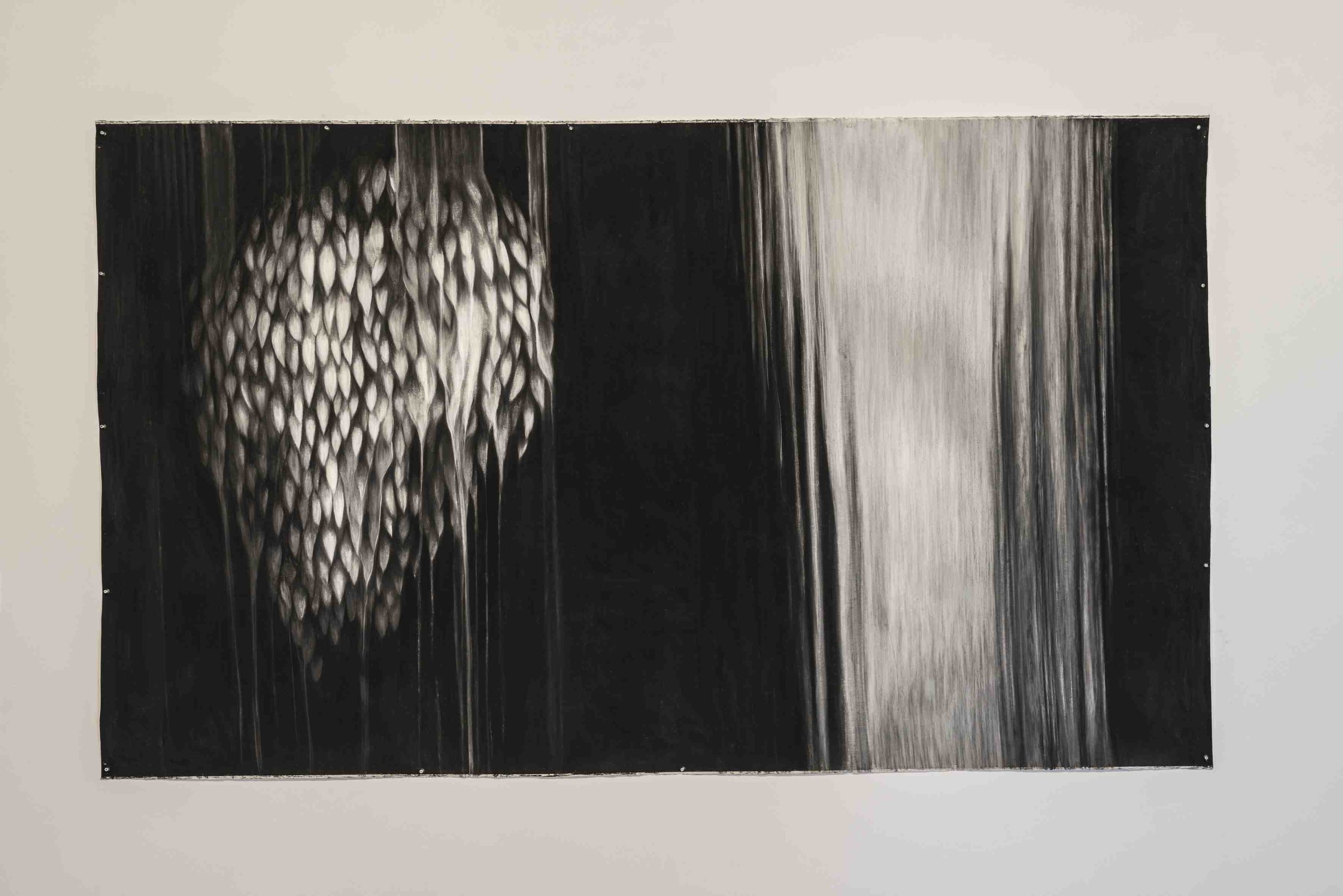 'I am Haunted'. Charcoal andPastel on Paper, 2400 x 1525mm