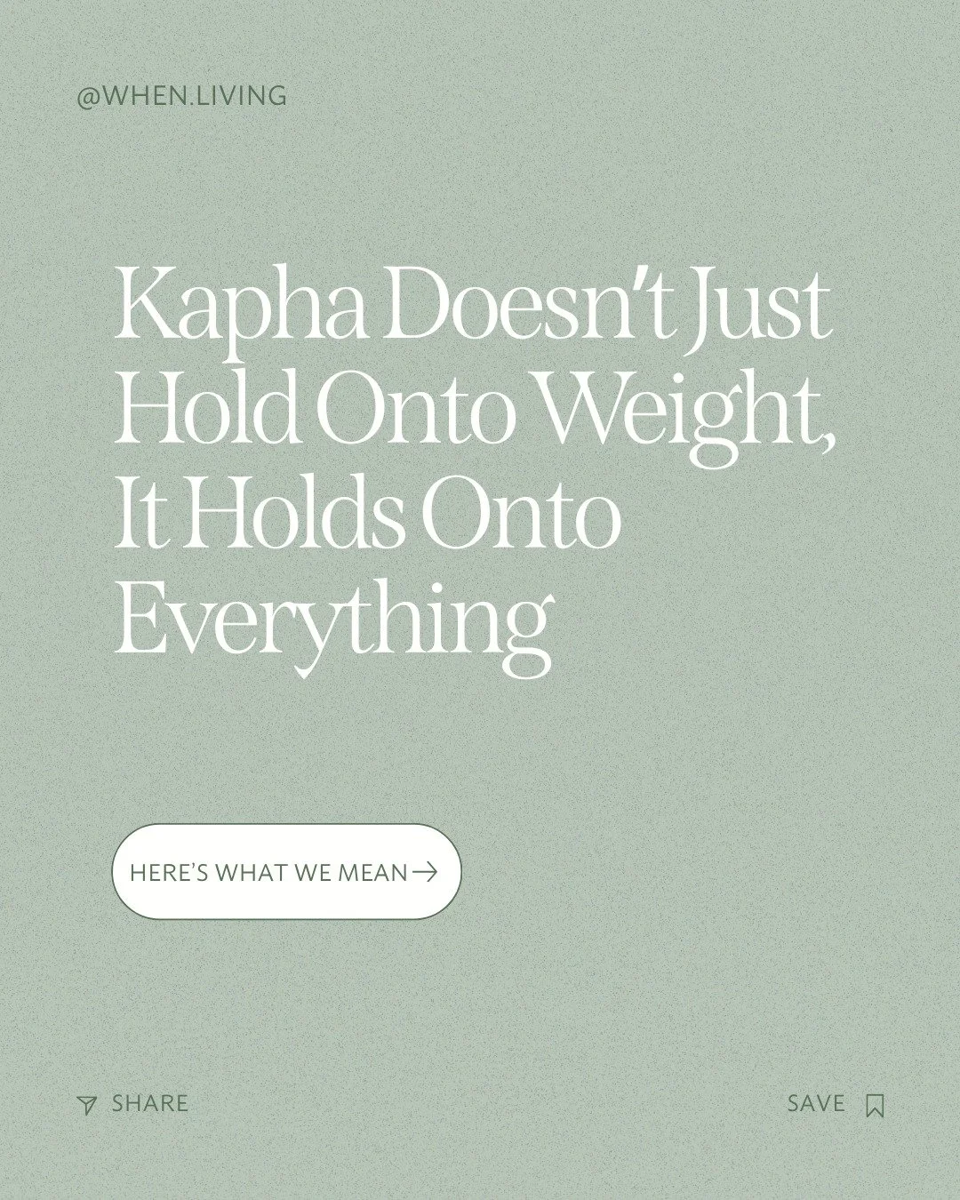 Kapha energy is beautiful in so many ways - it gives us love, loyalty, and stability.

But, when it builds up, it can quietly turn into attachment... to habits, people, emotions, even the version of ourselves we&rsquo;ve outgrown.

In Ayurveda, we do