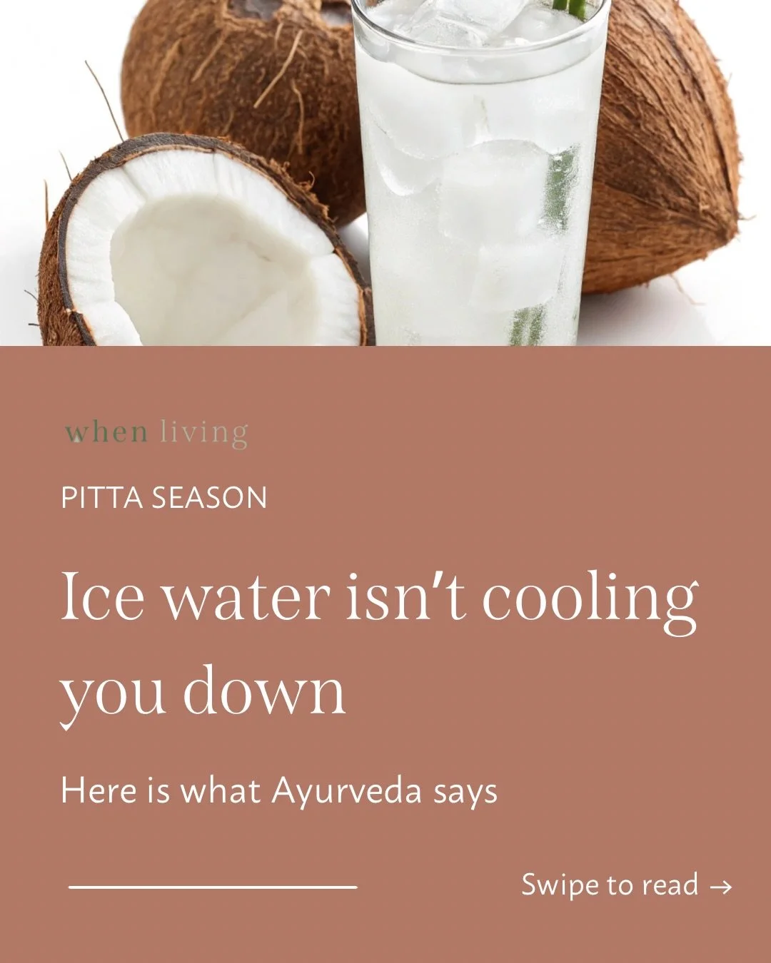 Ice water isn&rsquo;t the cooldown you think it is. 🥥 

Ice cold drinks actually make your body work harder to cool down, not less. That is because your digestion has to spend energy warming everything back up before it can actually process it. This
