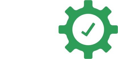 Green gear icon with a checkmark inside it.