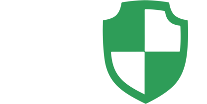 A green and black shield emblem with a divided design.