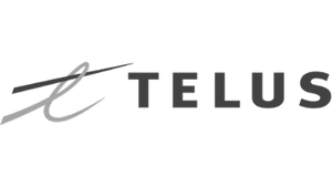 TELUS logo with a stylized lowercase 't' and the company name in gray text.