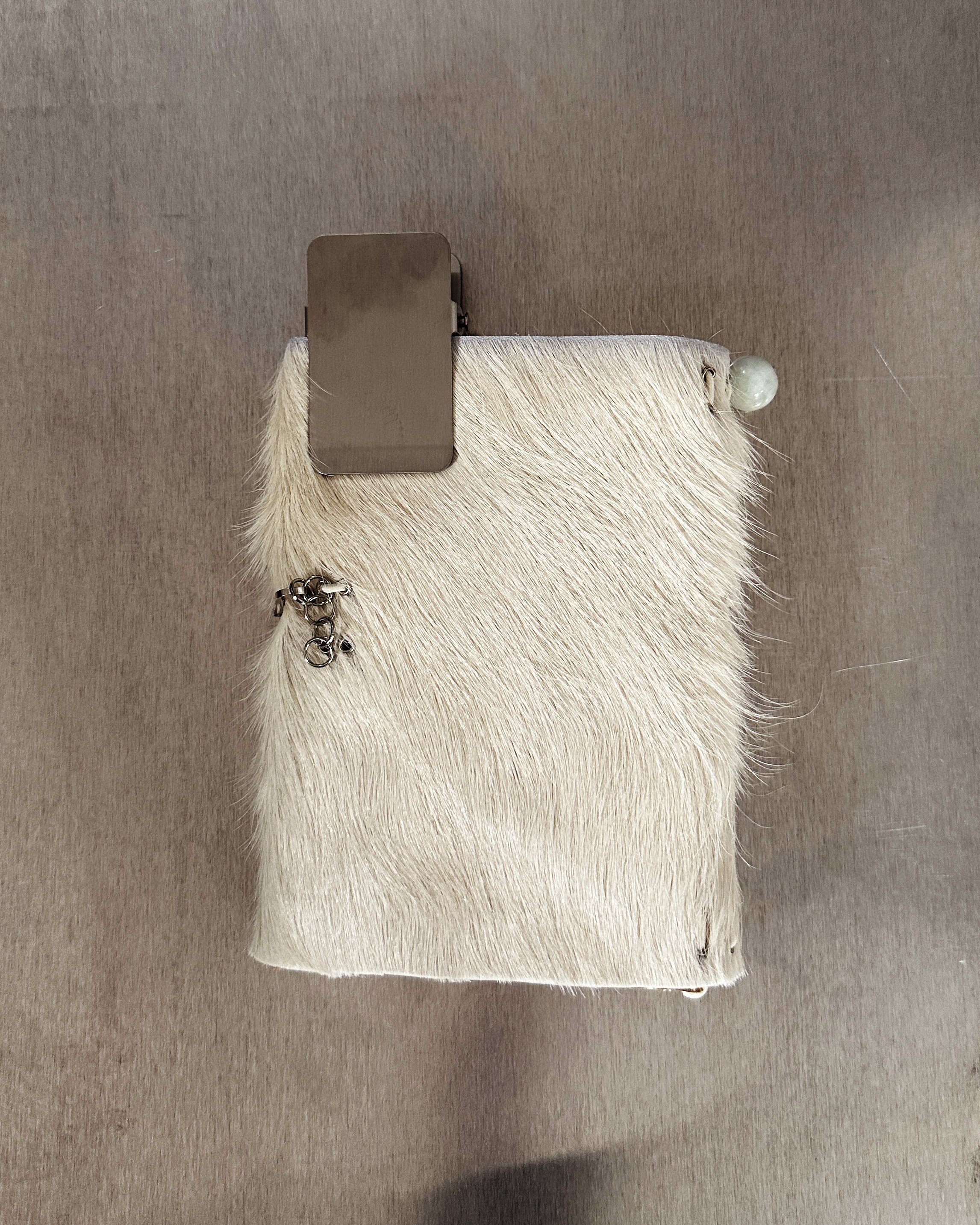 333 leather refillable journal cover gemstones chain designer reclaimed hair on leather.JPG
