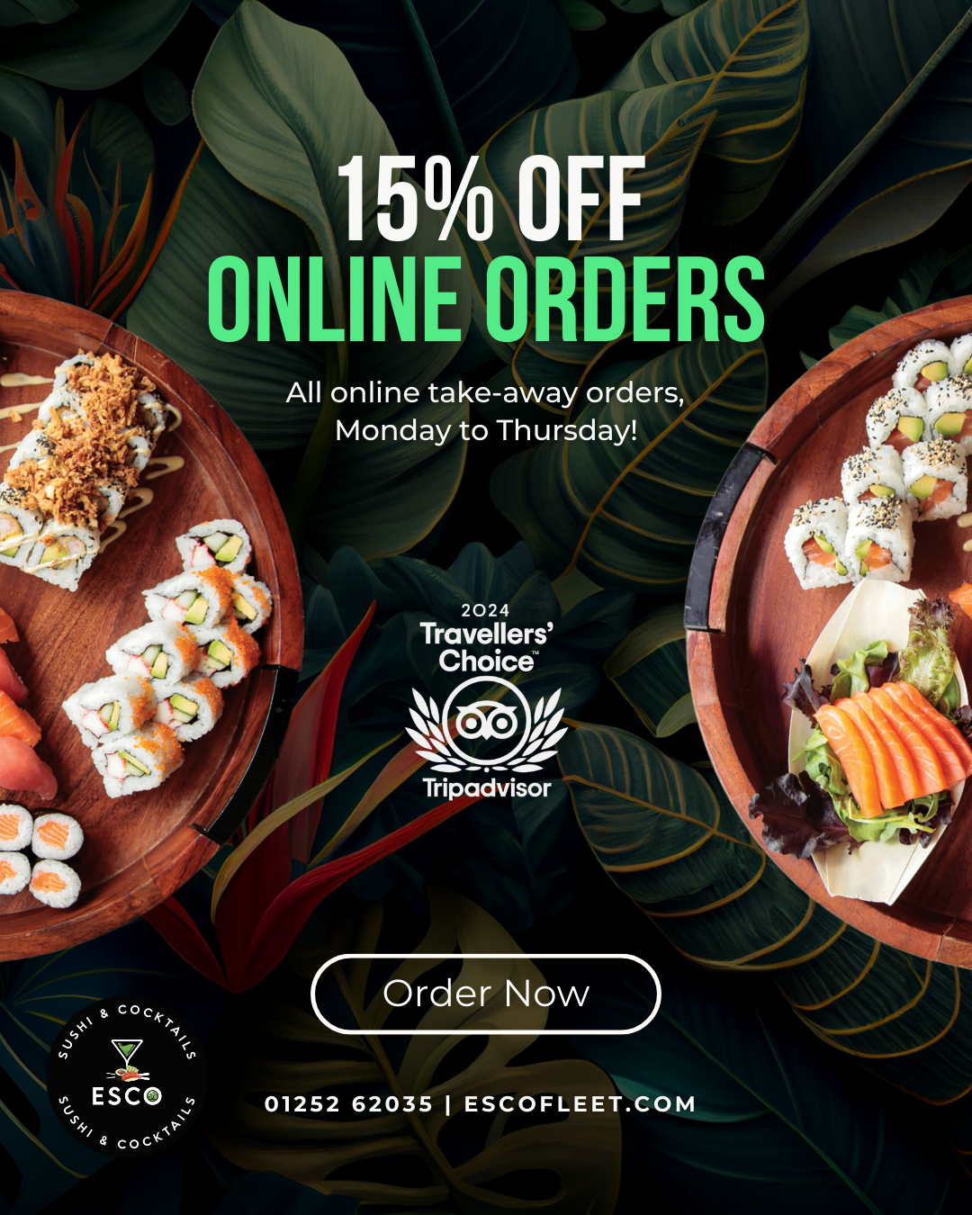 Midweek Plans? Sorted — Enjoy 15% OFF Online Takeaway at Esco 🍣🍜