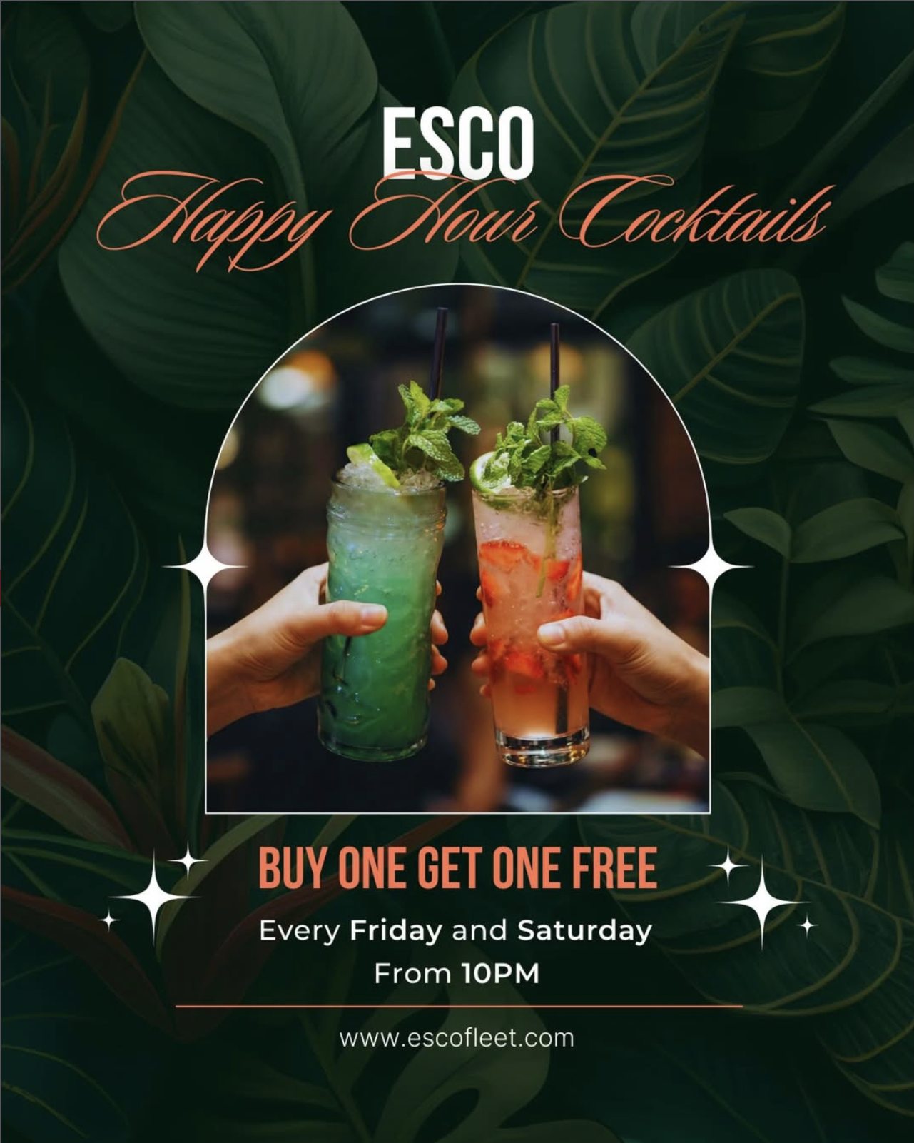 🍹 Double the Flavour: Happy Hour Cocktails Every Weekend at Esco 🍹
