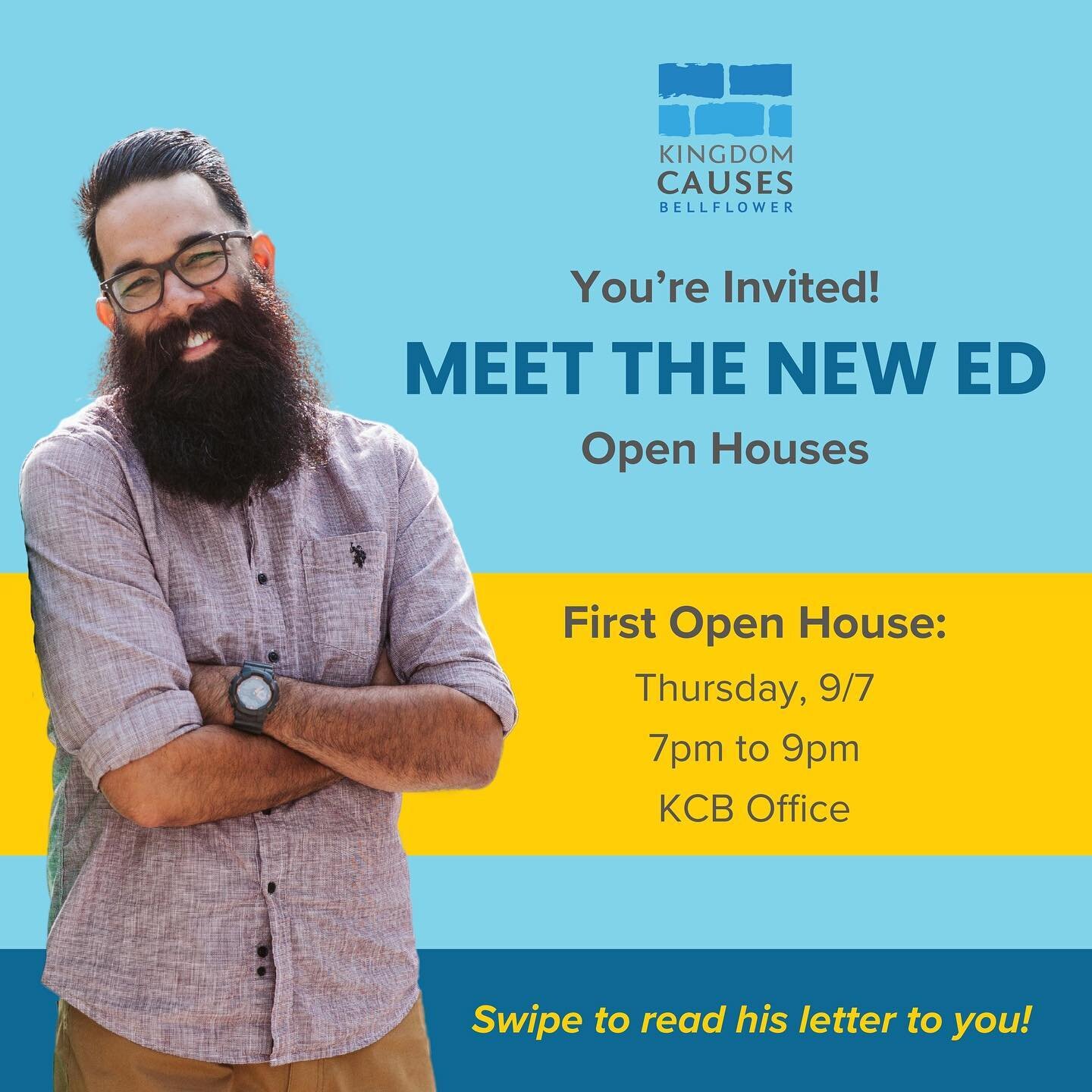 Friends! Our new Executive Director, Andrew, would love to meet you! 💙

We&rsquo;ll be hosting a few open houses during this fall season for a chance for you to come and meet Andrew!

The first one will be next Thursday, 9/7, from 7pm to 9pm at our 