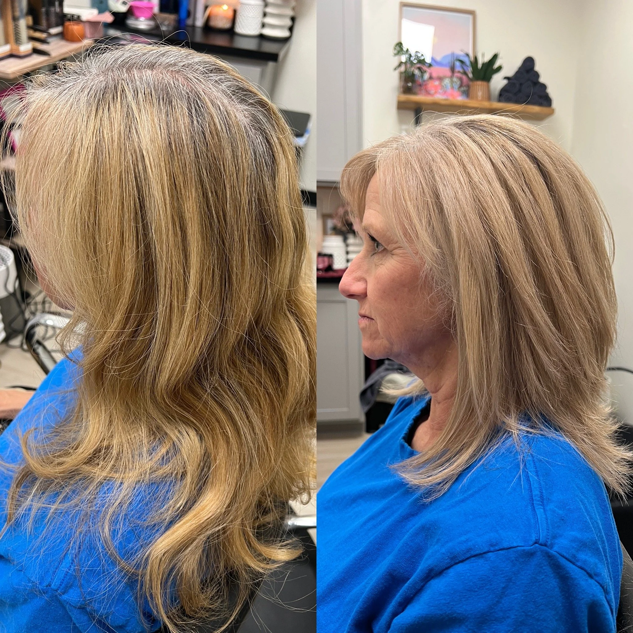 Sometimes, the best transformations come from changing the plan. ✨

My beautiful client, Kelley, came in thinking she needed full grey coverage with highlights&hellip; but after talking through her goals, we realized what she really wanted was freedo