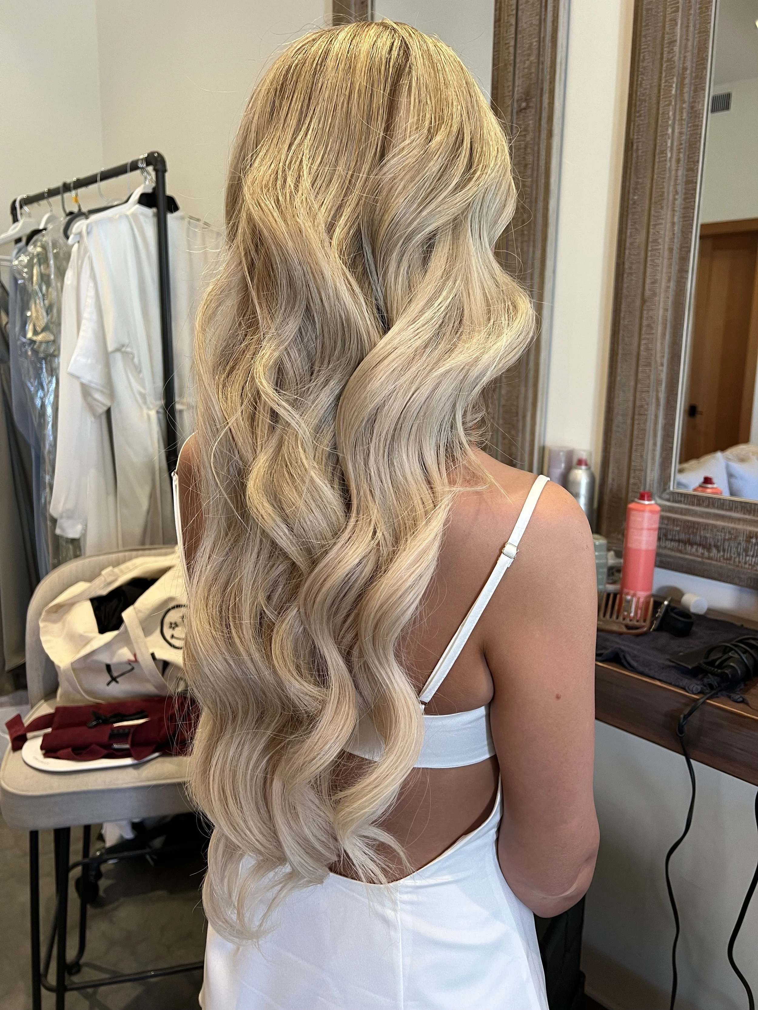 Storm King Mountain Ranch - Hollywood waves - blonde hair - extensions - bridal hair - Montrose, Colorado