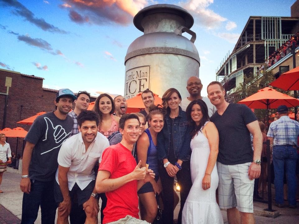 group of friends at Little Man Ice cream in Denver, Colorado