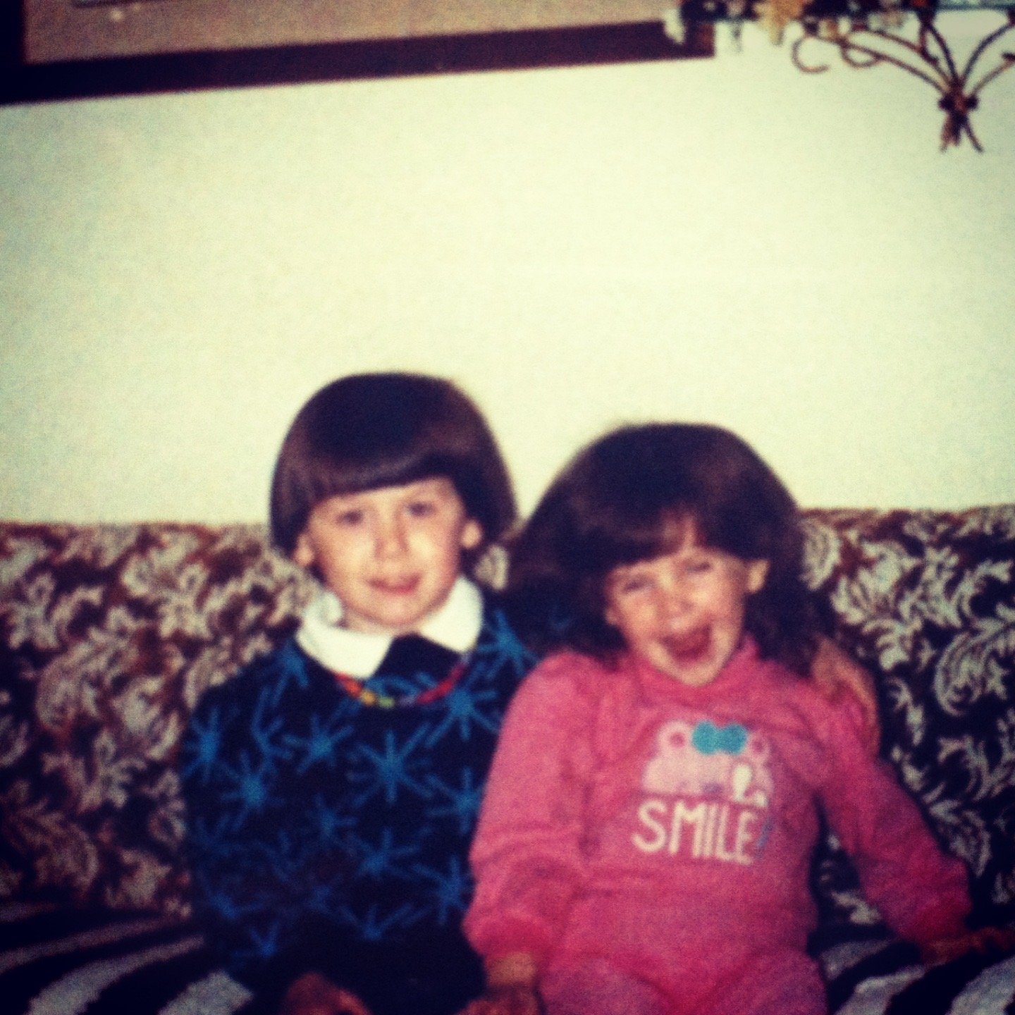 My sister Sara and I when we were toddlers