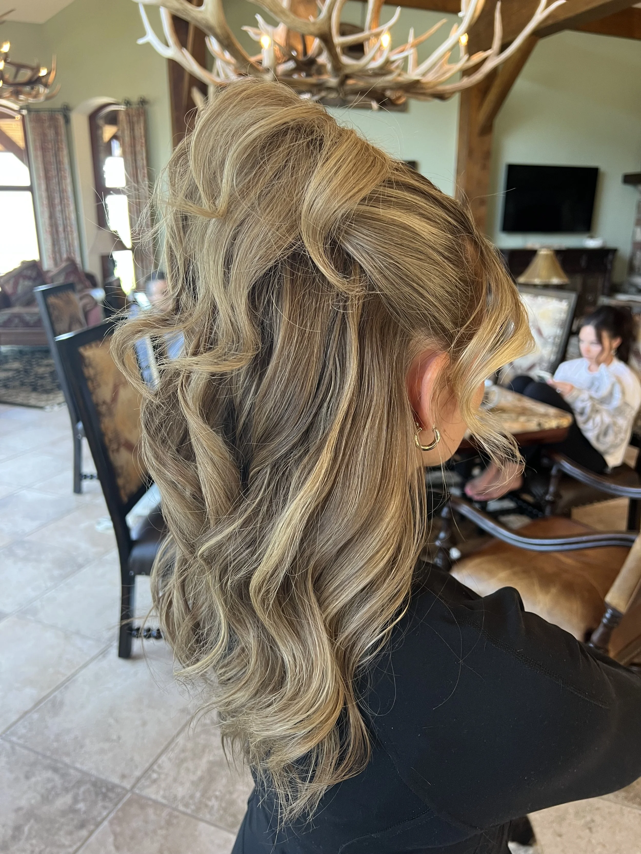 bridesmaid half up / half down hairstyle ouray colorado