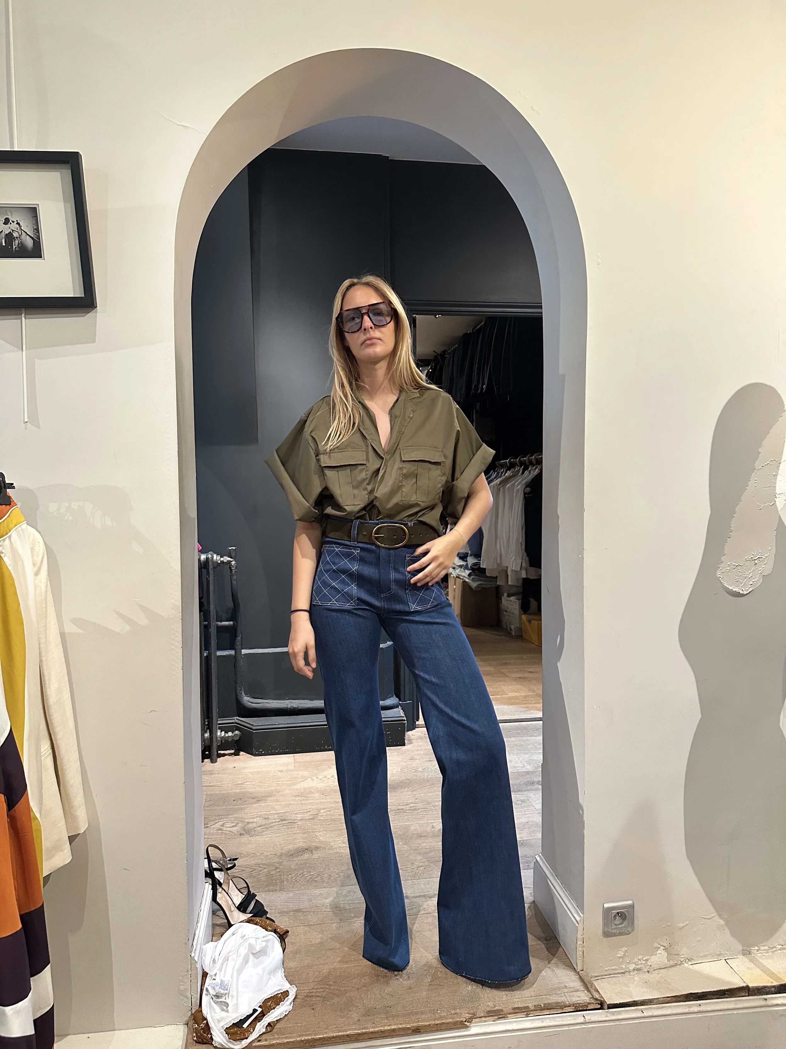 Oversized Miliary Shirt with patch pocket/ 8047