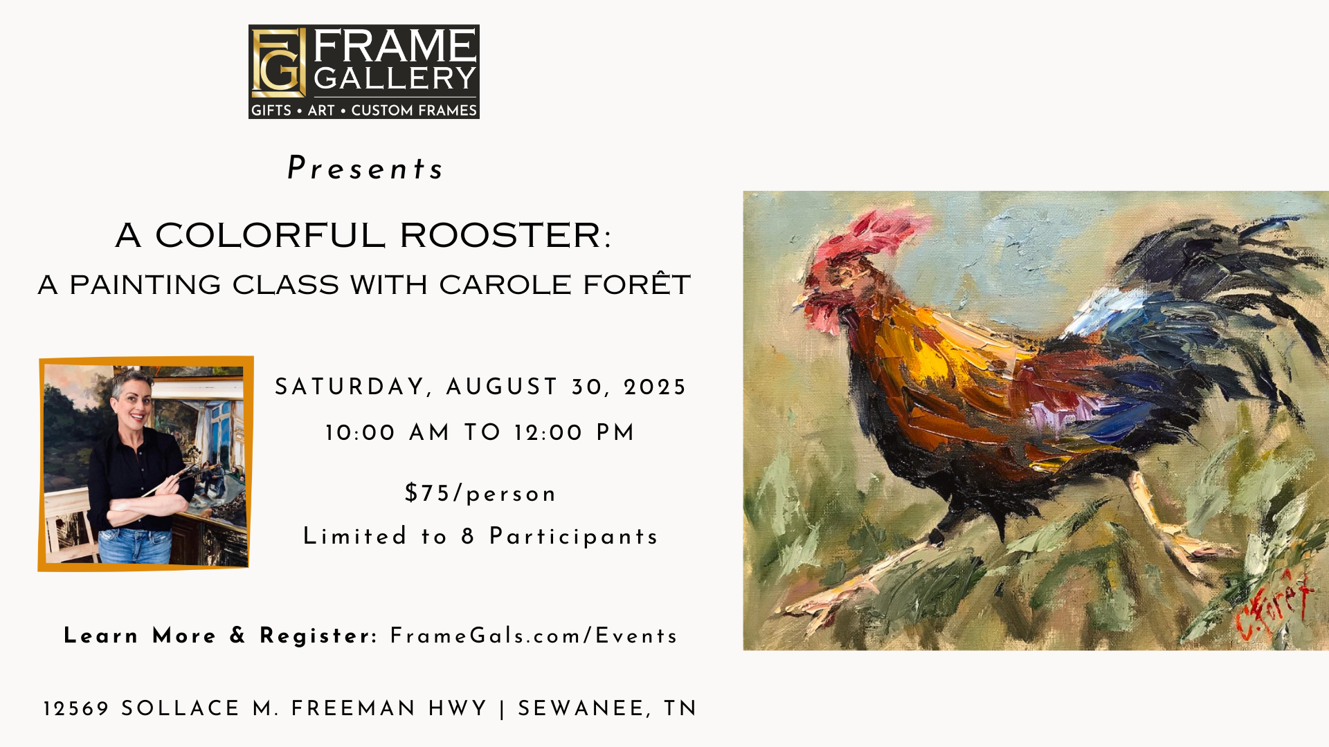 A Colorful Rooster: Painting Class with Carole Foret