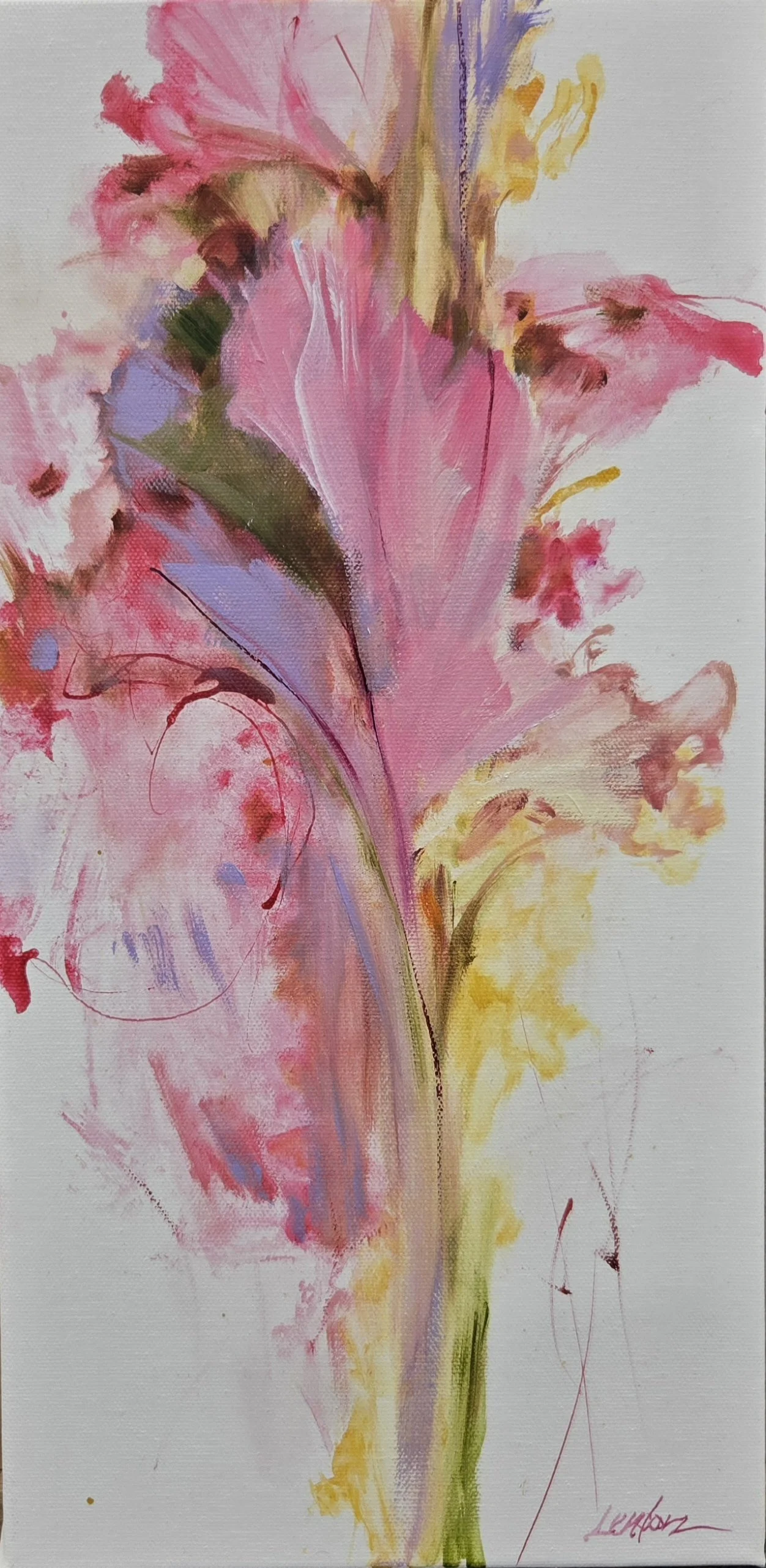 "Tenderness," oil and acrylic ink on canvas, oil and acrylic ink on canvas, 8" x 16"