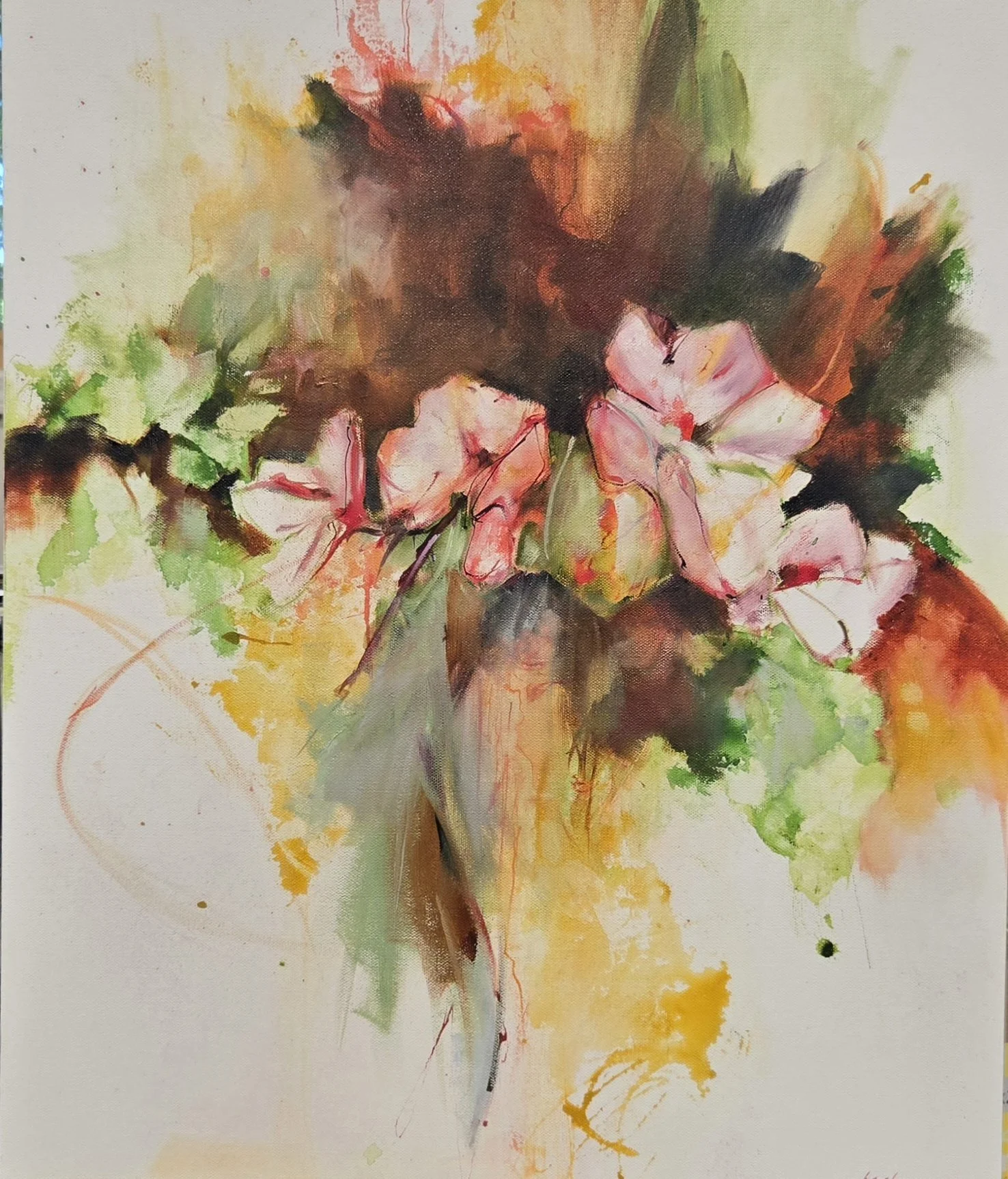 "Blossom," oil and acrylic ink on canvas, 24" x 20"