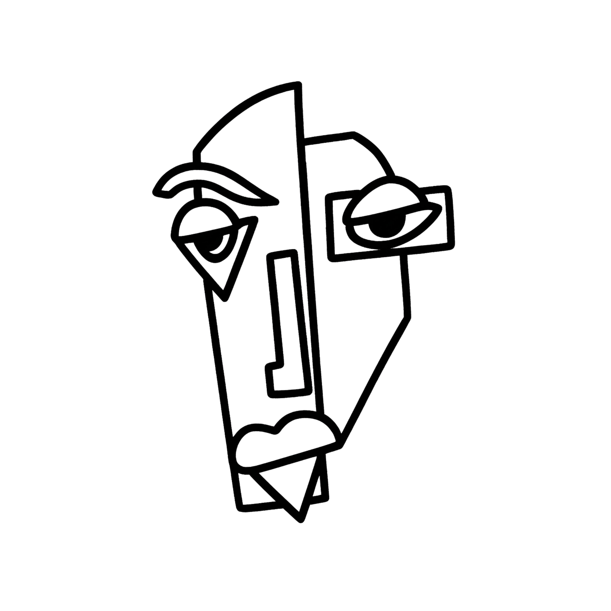Hattie B. Dale's black-and-white rendering of a cardboard face