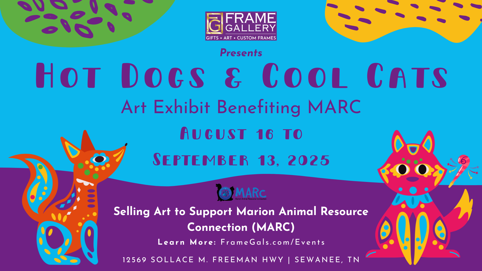 Hot Dogs and Cool Cats Art Exhibit Benefiting MARC