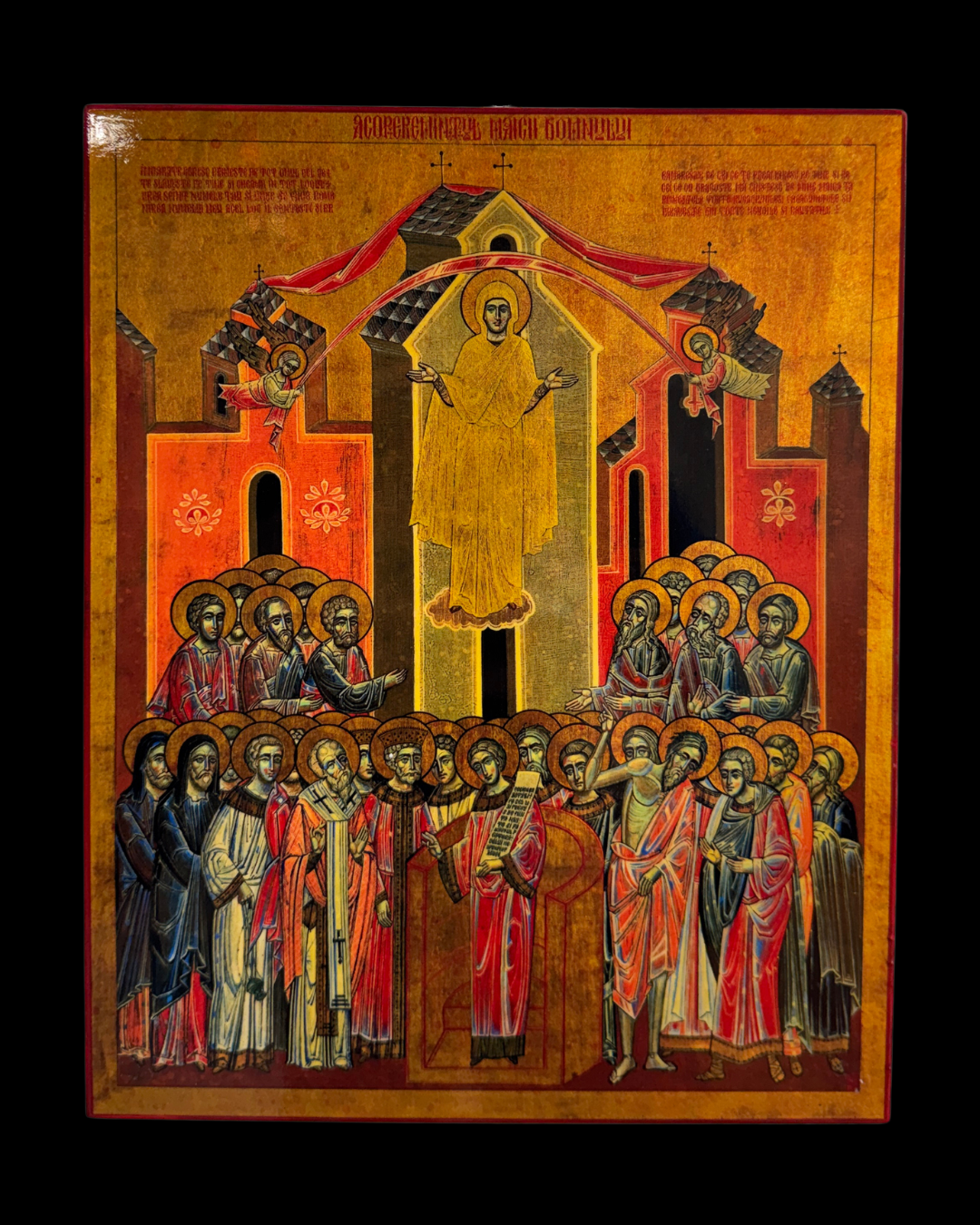 Protecting Veil of the Mother of God Written by Sr. Eliseea Papacioc 
Lindenwood, natural pigments, and gold leaf 
$1,700 
8" x 10"