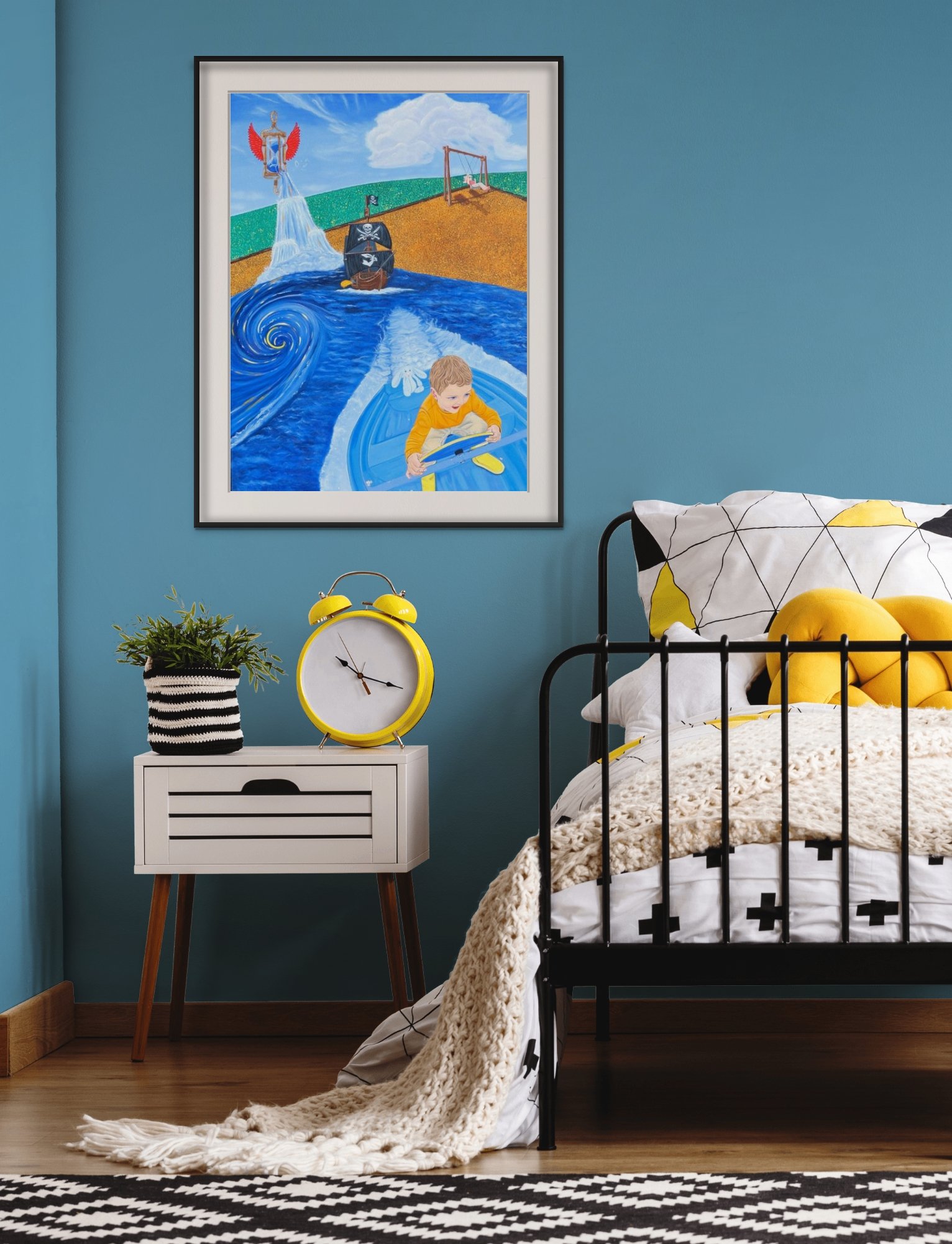 Treasure Time Print Childrens Bedroom Black Frame White Mat Board.jpg