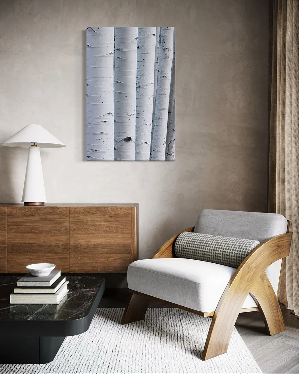 Fine art photography print displayed in a home