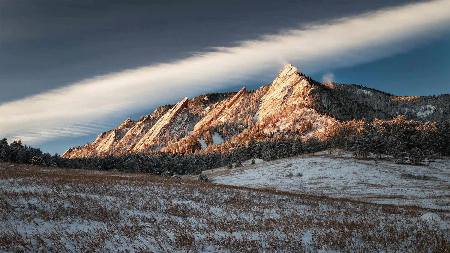 Boulder Flatirons Winter Sunrise