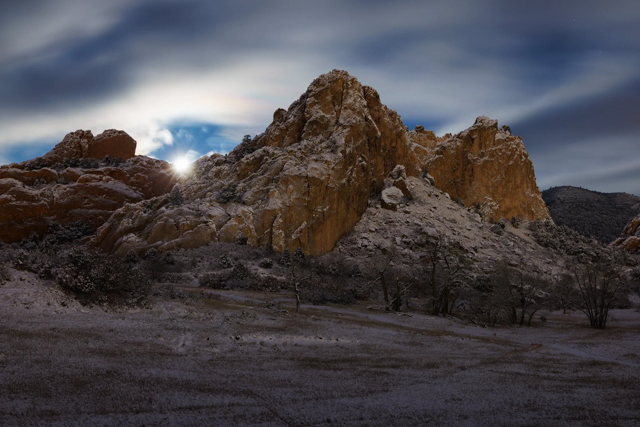 Garden of the Gods Winter Moonset