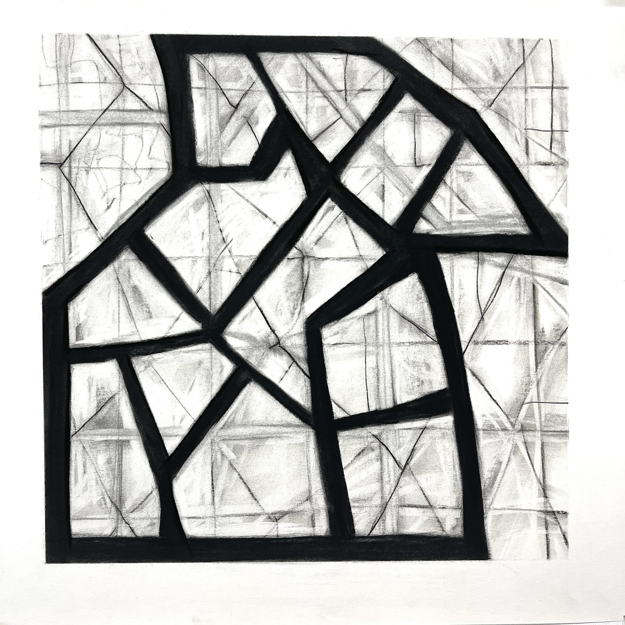 #charcoaldrawing #blackandwhite #contemporarydrawing #studiopractice #structures